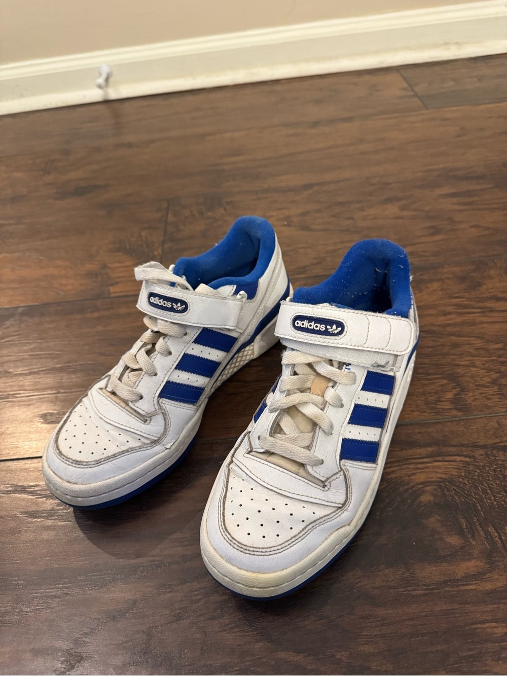 adidas White & Blue Athletic Sneakers